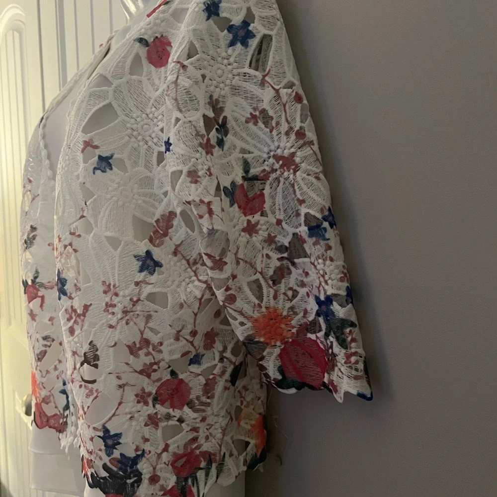 NWOT CHRISMcLAUGHLIN FLORAL LACE TOP TOPPER SZ XL - Picture 4 of 13